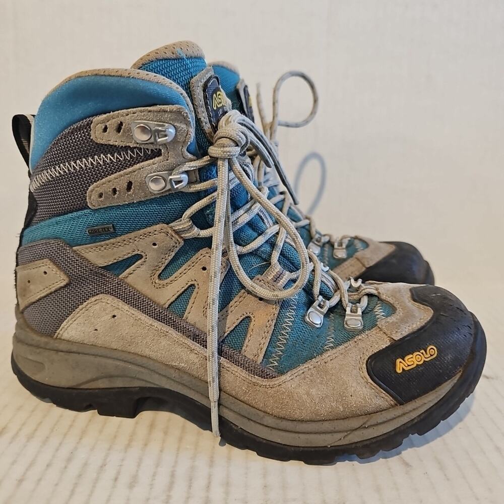 Asolo Hiking Boots Womens 6.5 Gore Tex Waterproof Outdoor Trail Blue Mountain